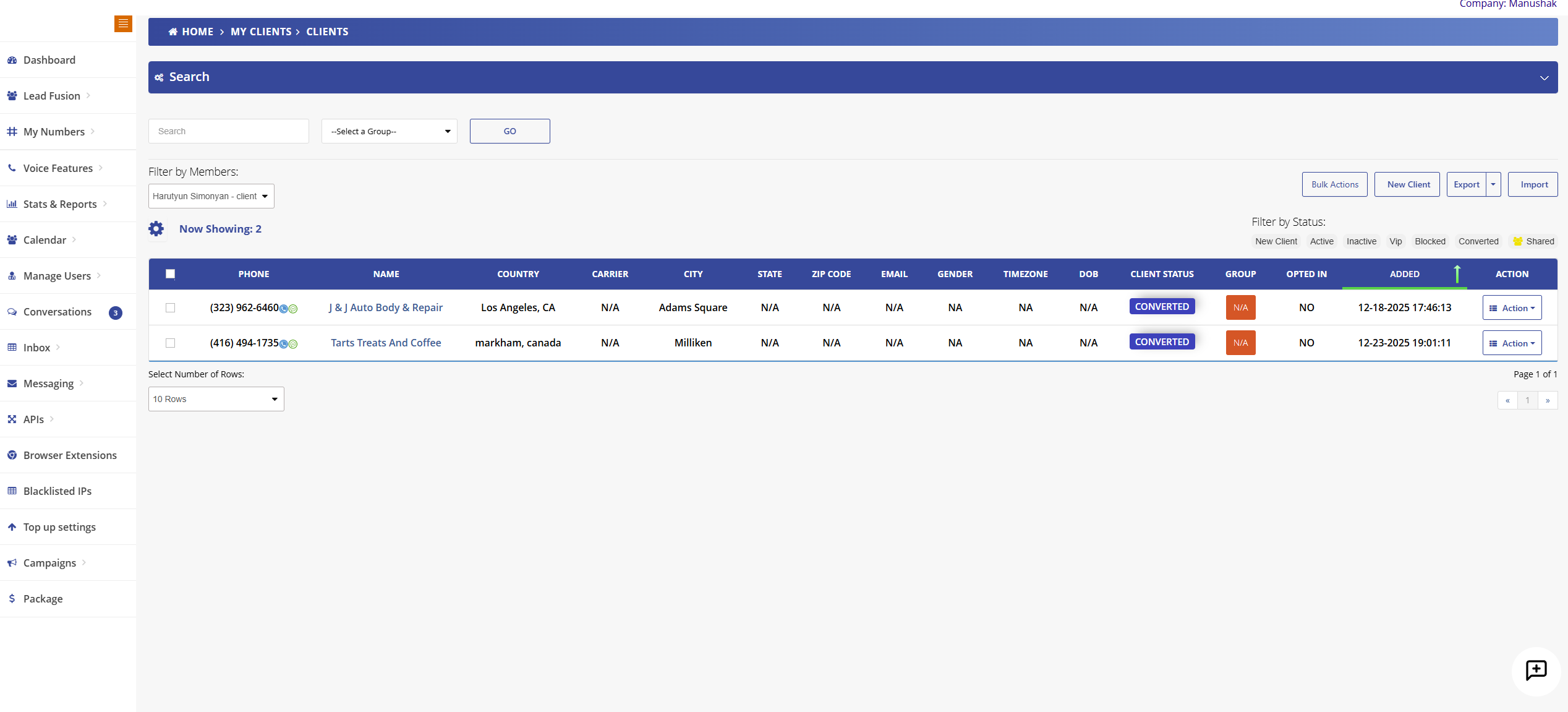 Mango9 Clients Module - Manage your client database