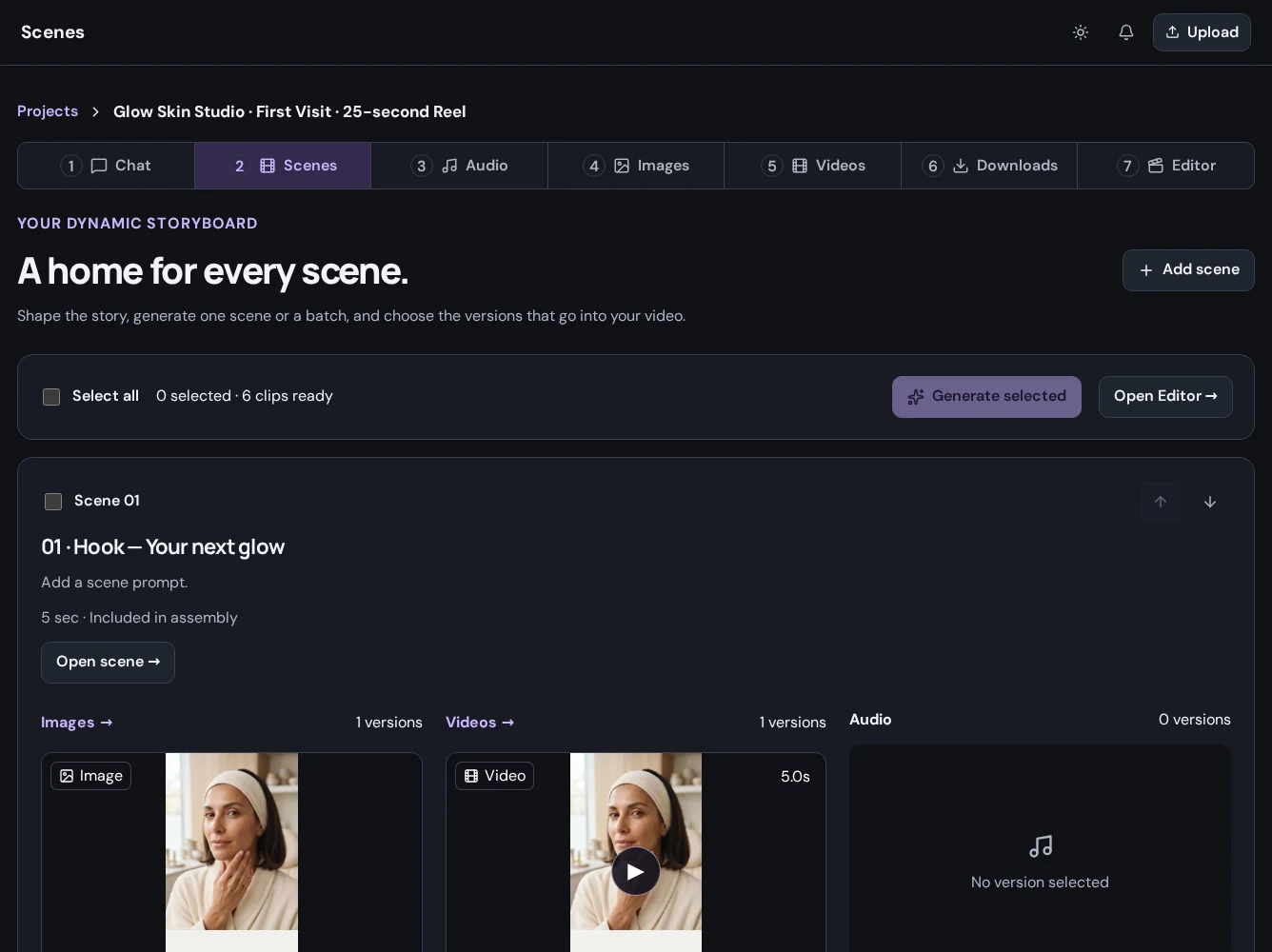 Glow's scene-by-scene production view