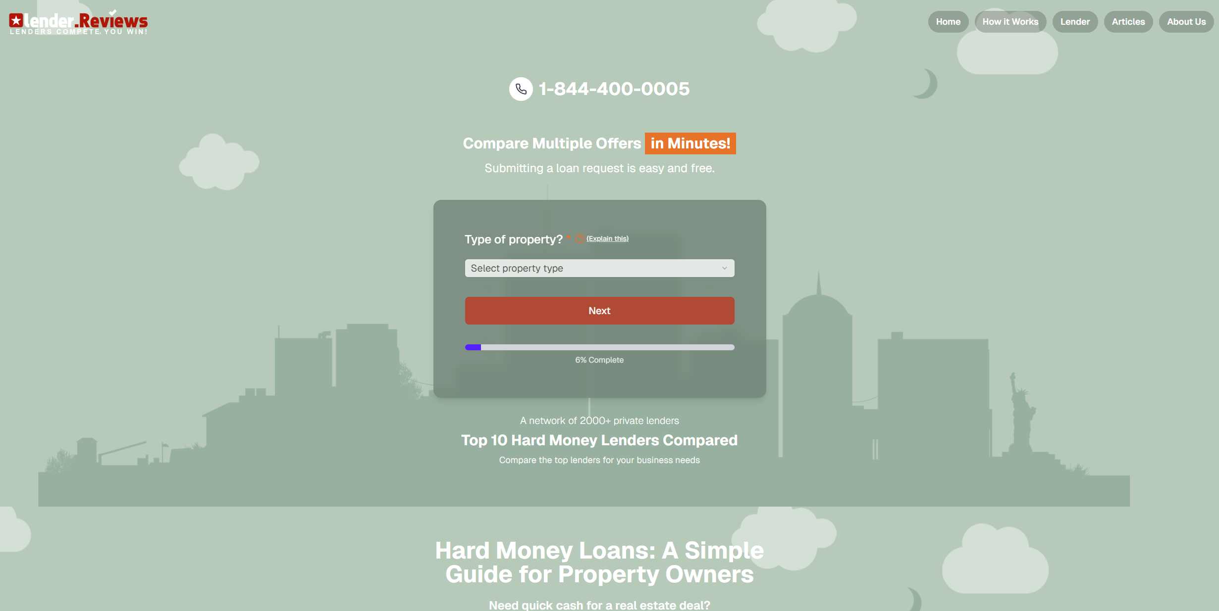 Lender.Reviews - Example comparison platform for hard money lenders